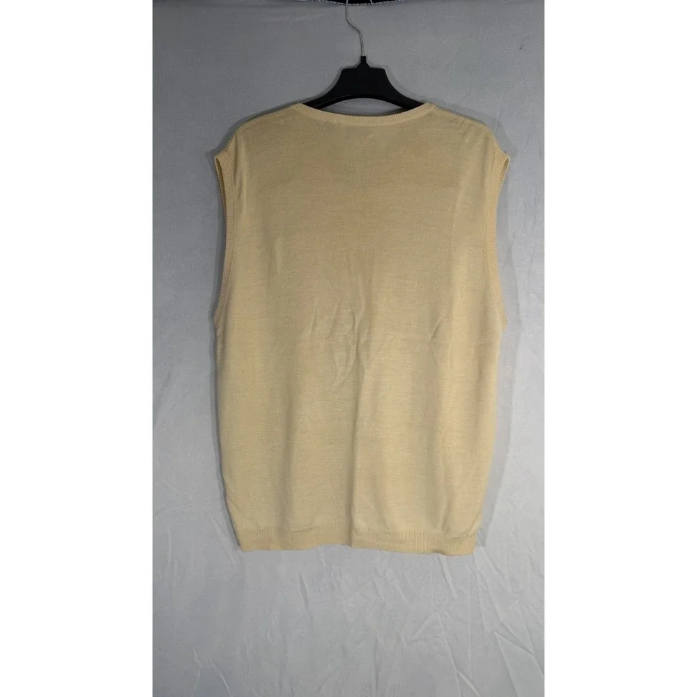 Ping‎ Men's V Neck Silk Vest Light Yellow XL Sweater Vest Preppy Golf